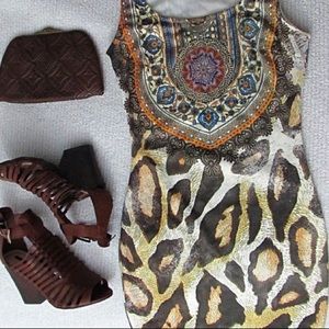 Multi pattern body con dress