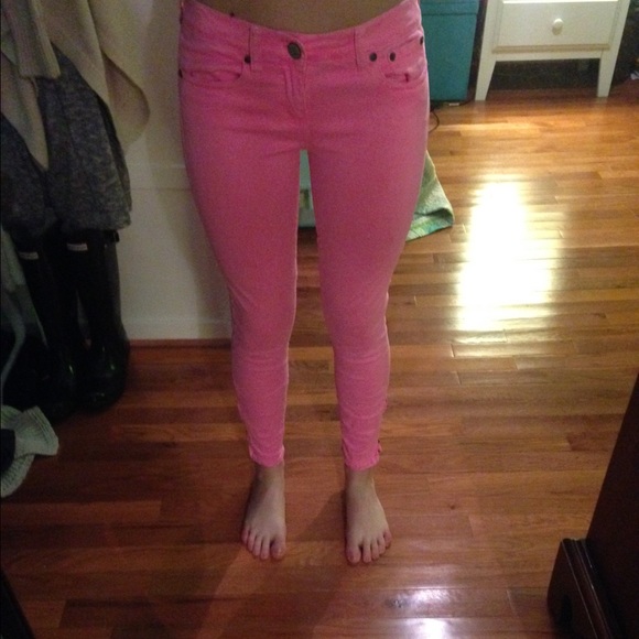 HOT PINK J CREW SKINNIES - Picture 1 of 3