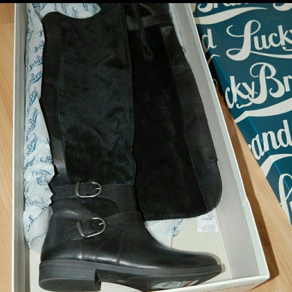 Lucky Brand Zosha black leather over the knee boot