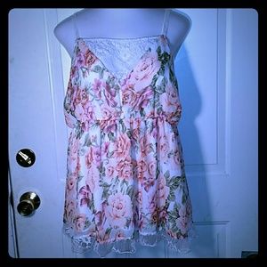 Torrid Floral & Lace Empire Waist Tank Top Size 2
