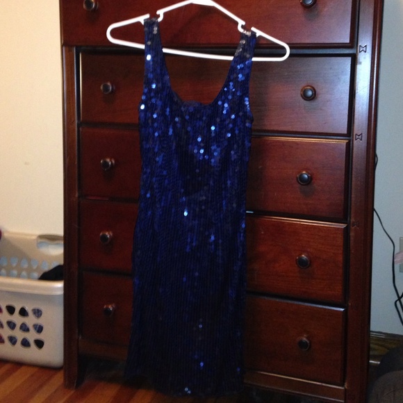Vintage navy sequined tank dress by Niteline. NWT