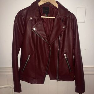 Burgundy Faux Leather Jacket