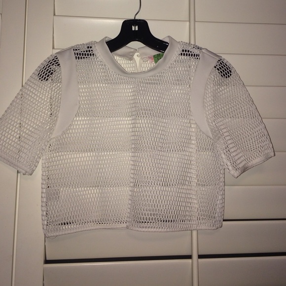 White mesh crop top