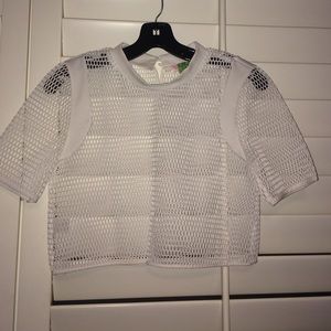 White mesh crop top