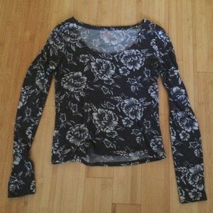 Floral Long-Sleeve Crop Top
