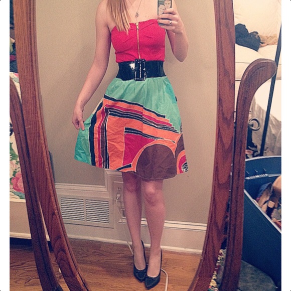 Blue, Red, Orange, and Brown Anthropologie skirt