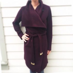 New (w/o tags) Harlow Draped Wool Coat in Wine (S)