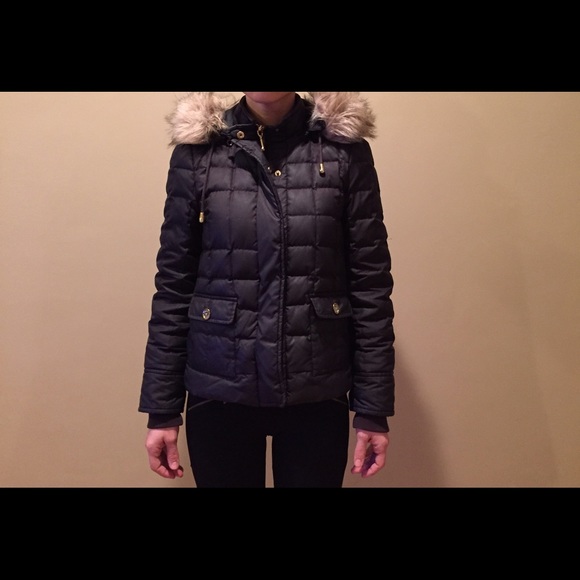 JUICY COUTURE HOODED BLACK PUFFY JACKET