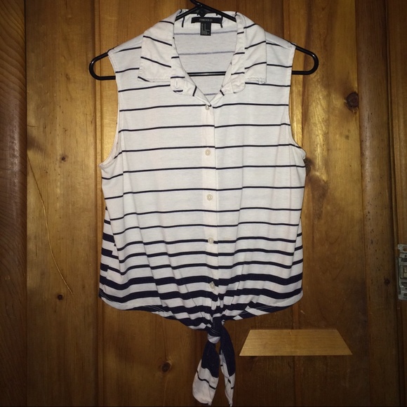 Sleeveless button down front tie tank top