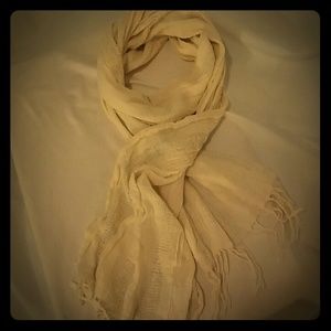 Cream scarf w/ silver stitching accent