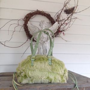 Fina Firenze Dyed green Rabbit hair Fur Bag
