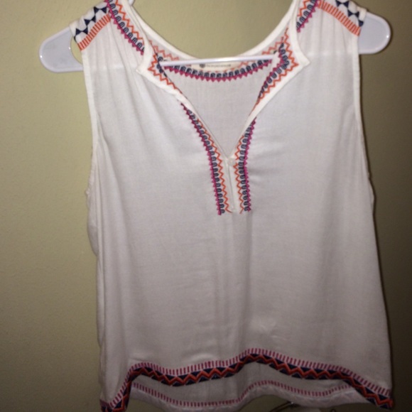 White with colored stitching tank top