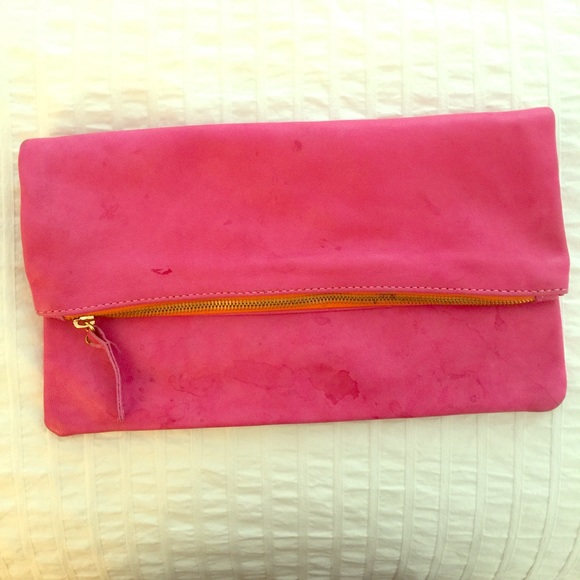 Clare Vivier pink zip clutch