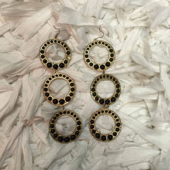 Studded black and gold earrings