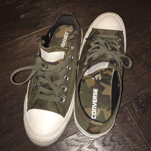 Army green Converse shoes