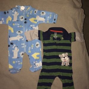 Baby boy 0-3 month. Fleece PJ's & cute dog suit