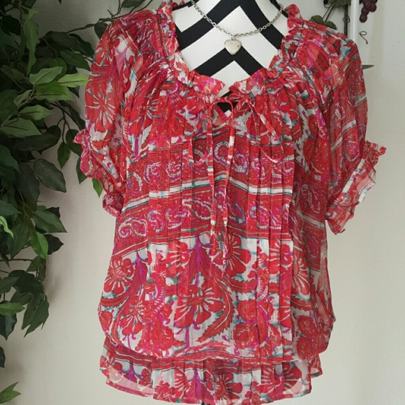 Sheer red blouse