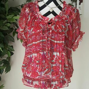 Sheer red blouse