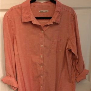 Coral chambray button up
