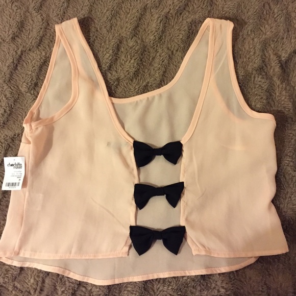 Tops - Sheer crop top with bows in the back