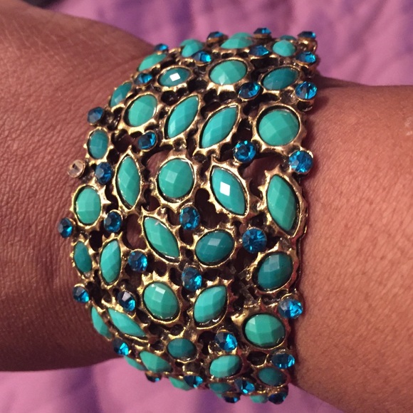 Turquoise gem cuff bracelet