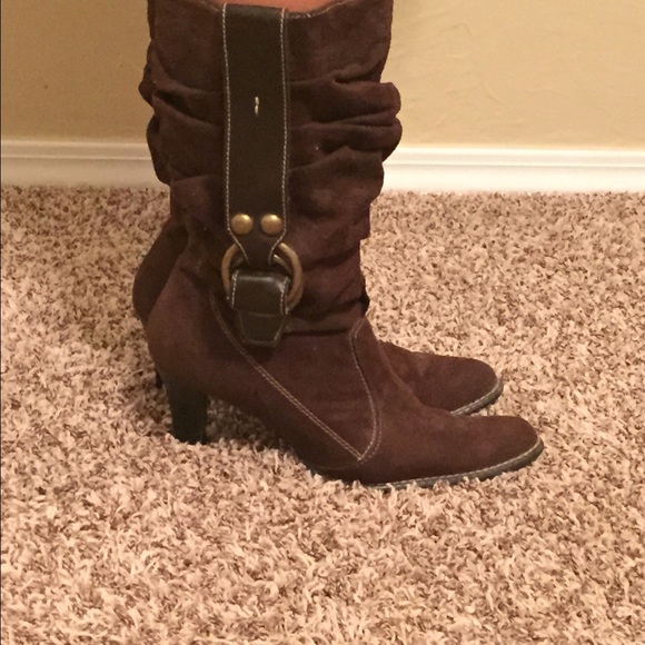 Brown suede boots