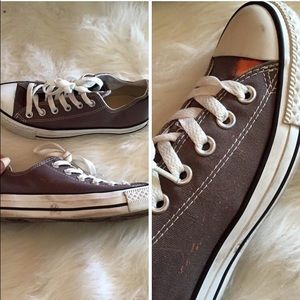 Gray Converse (has a bleach mark on the shoe)