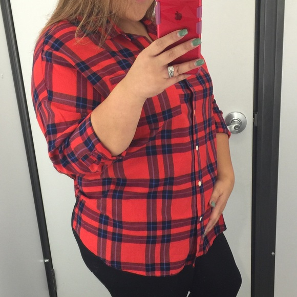 Flannel long sleeved shirt || Plus Size