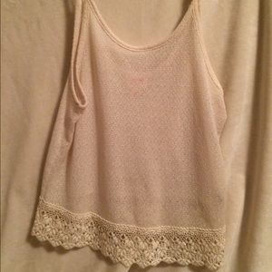 white tank top with crotchet trim