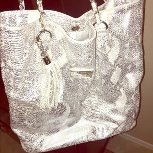 Bebe silver snake tote