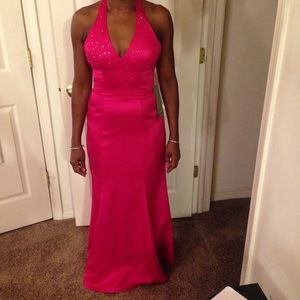 FUSCHIA SEQUINED EVENING GOWN