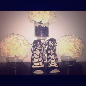 Black tie up a high heel sandal