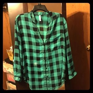 Sheer plaid button down!