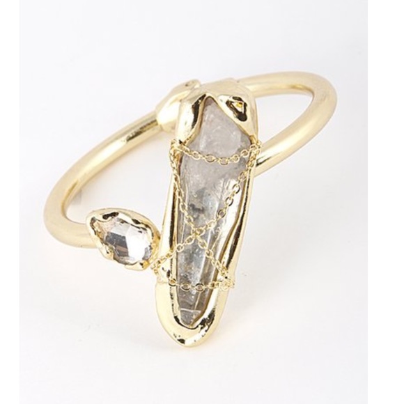 Gold Chain Wrapped Stone Hinge Bracelet