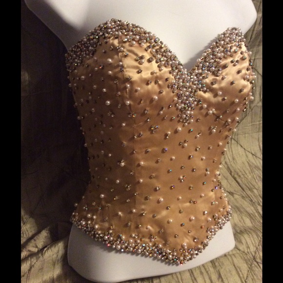 CUSTOM Nude Sherri Hill Corset sz 6 ONE OF A KIND!