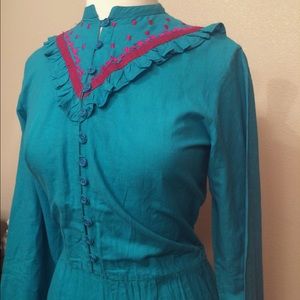 Peasant Boho Chic turquoise dress
