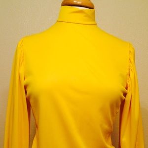 Vintage Yellow polyester turtleneck drape top