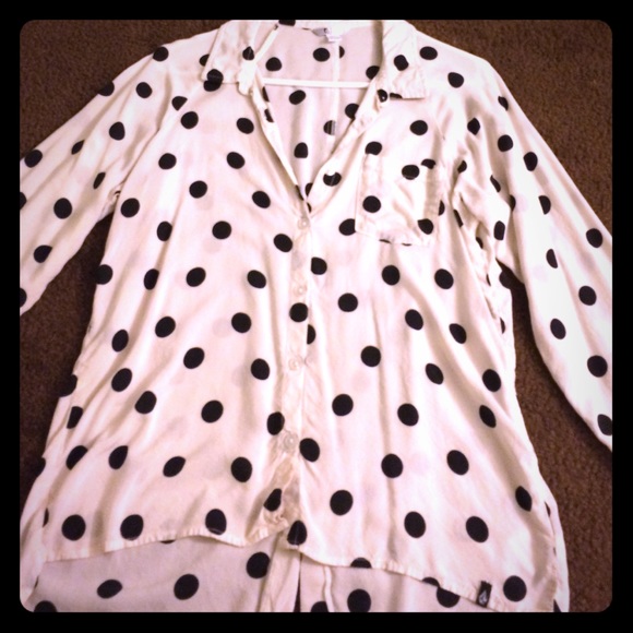 Polka dot button down blouse