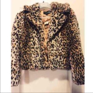 Outerwear faux fur animal print coat