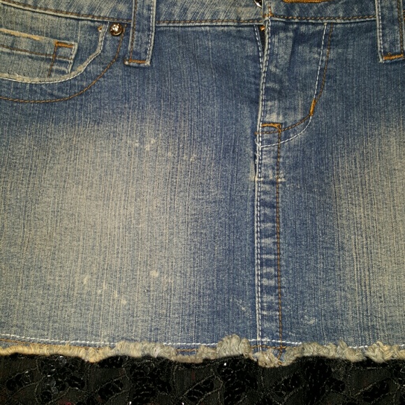 SOLD*********Gorgeous Lace and Jean Skirt - Picture 2 of 4