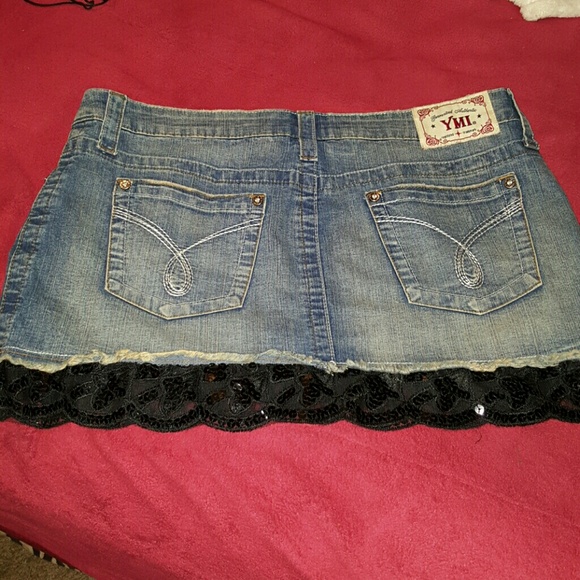 SOLD*********Gorgeous Lace and Jean Skirt - Picture 3 of 4