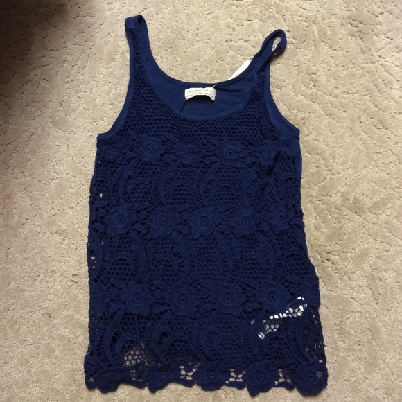 Abercrombie & Fitch Tops - Navy blue lace tank top