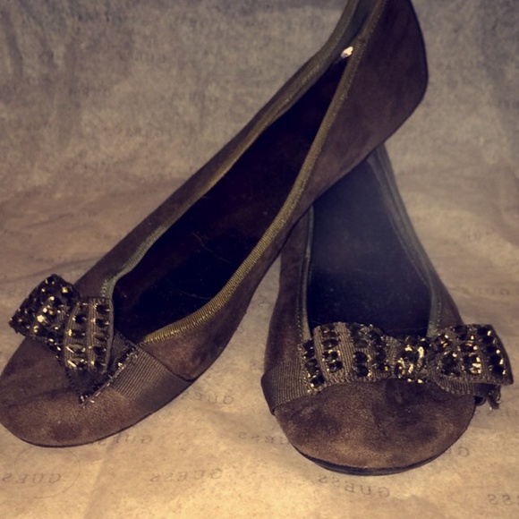 Suede sparkly bow flats 🎀