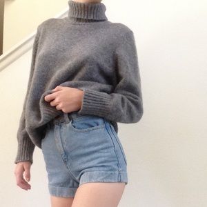 American apparel medium wash high waisted shorts