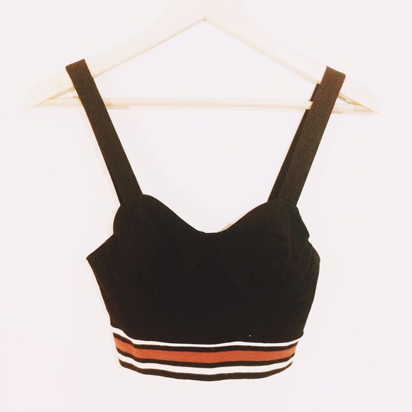 Nasty Gal Tops - Black varsity stripe crop bustier bralette NWOT