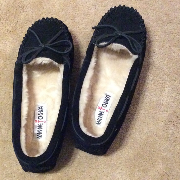 Black Fur-Lined Moccasins