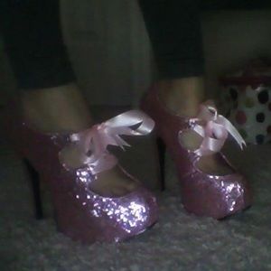 Pink sparkly heels