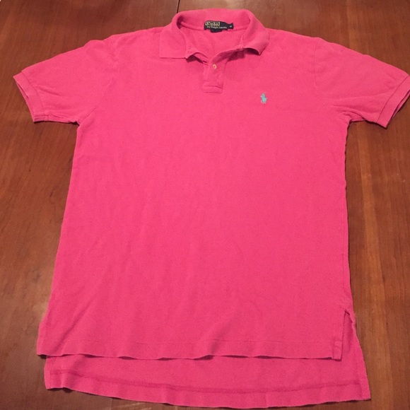 Men's Polo Ralph Lauren Pink Polo Shirt Medium