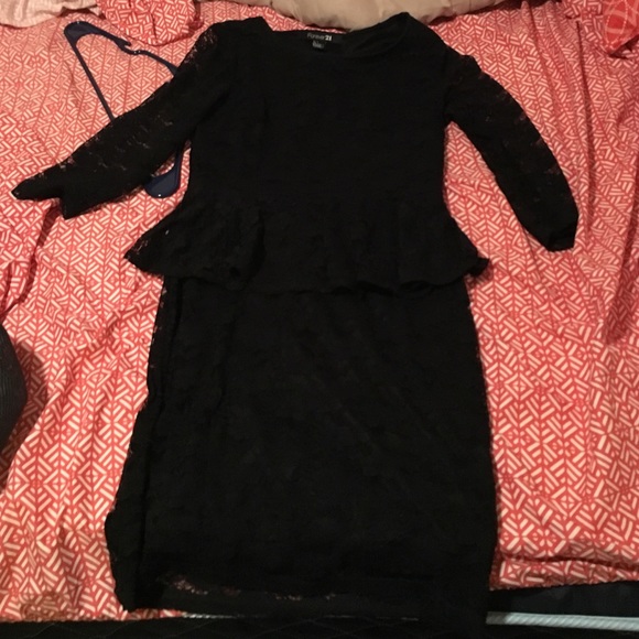 Black lace fitted dress