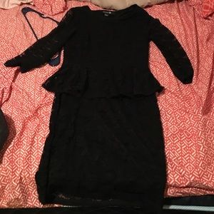 Black lace fitted dress